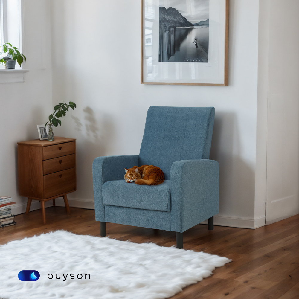 Мягкое кресло buyson BuyLive, велюр, синий 70х76х87 см - фото 12