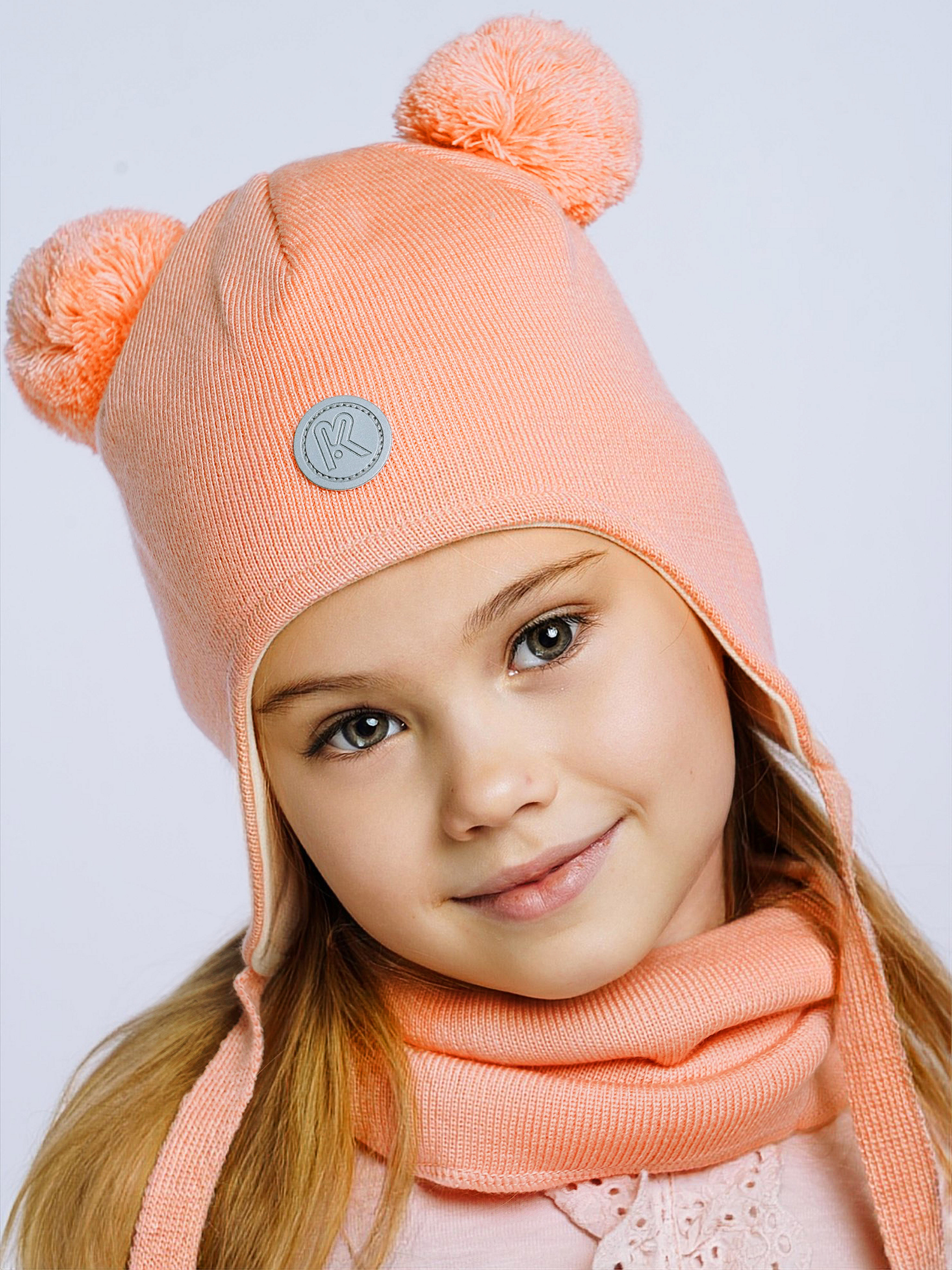 Шапка и снуд ПриКиндер U-Sp22529 Цвет: Светло-персиковый - фото 12