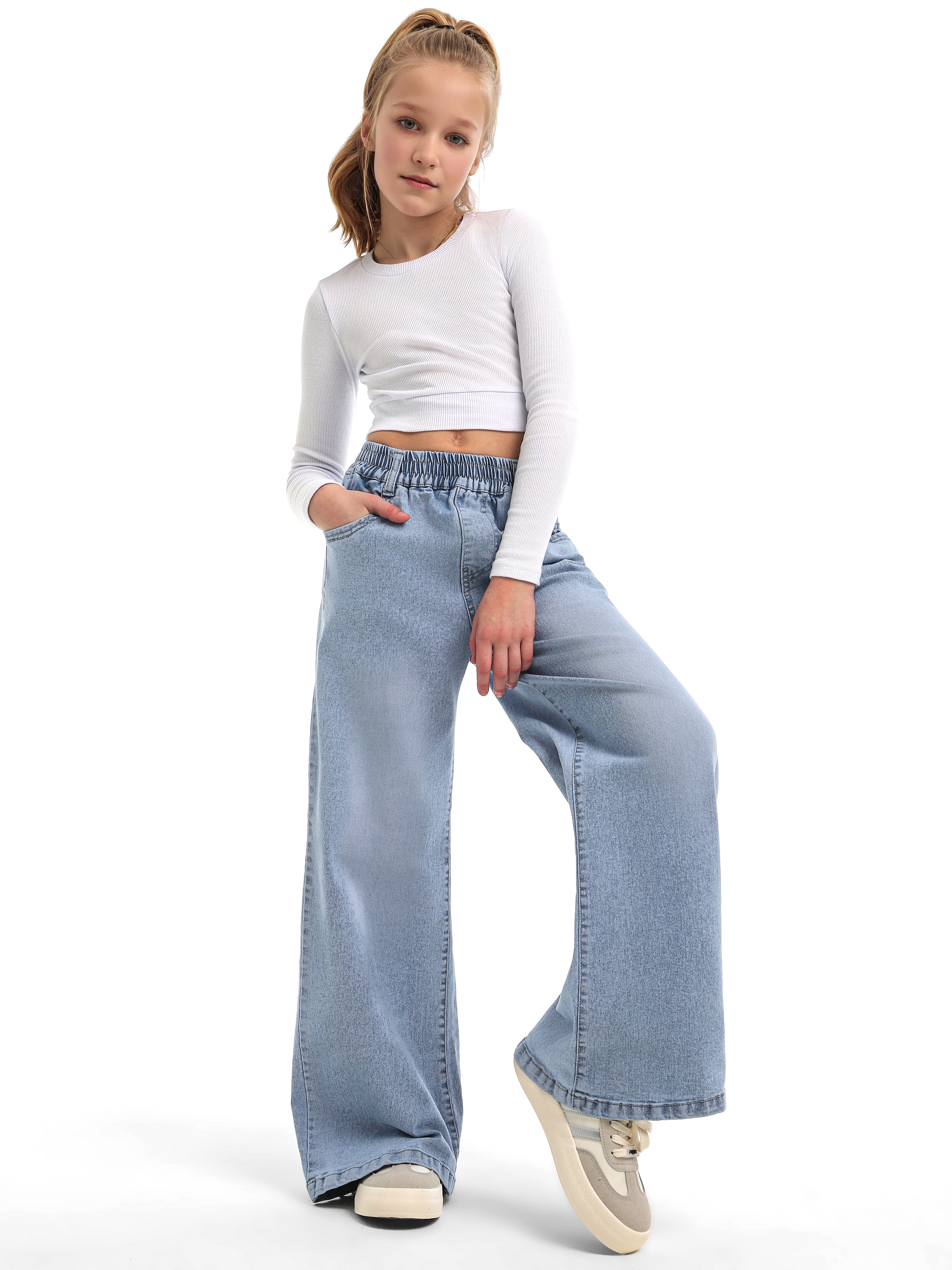 Джинсы-палаццо СИНИЙ МИР WD8168NJ-G63 - фото 9