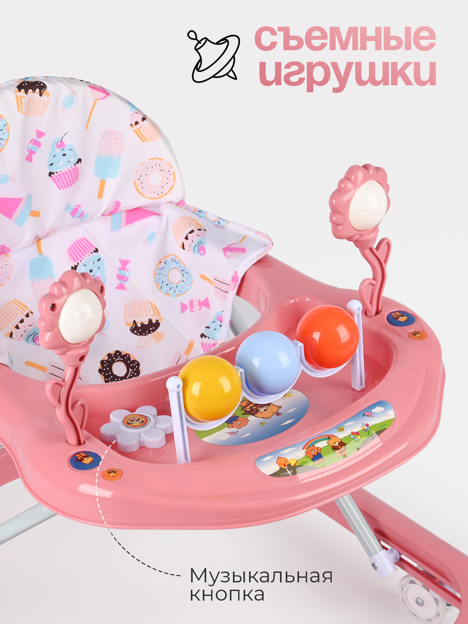 Ходунки Tomix Little Travel розовый - фото 2