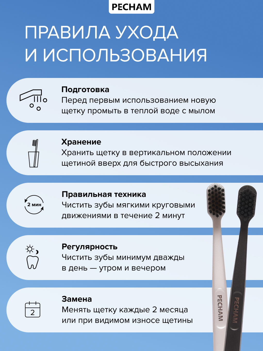 Зубная щетка классическая PECHAM 3 шт. - фото 5