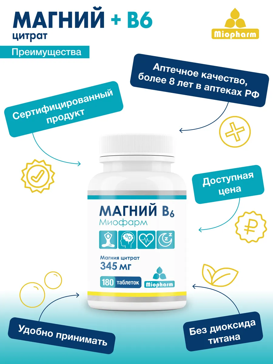 Магний цитрат Миофарм Для сердечно-сосудистой системы - фото 6
