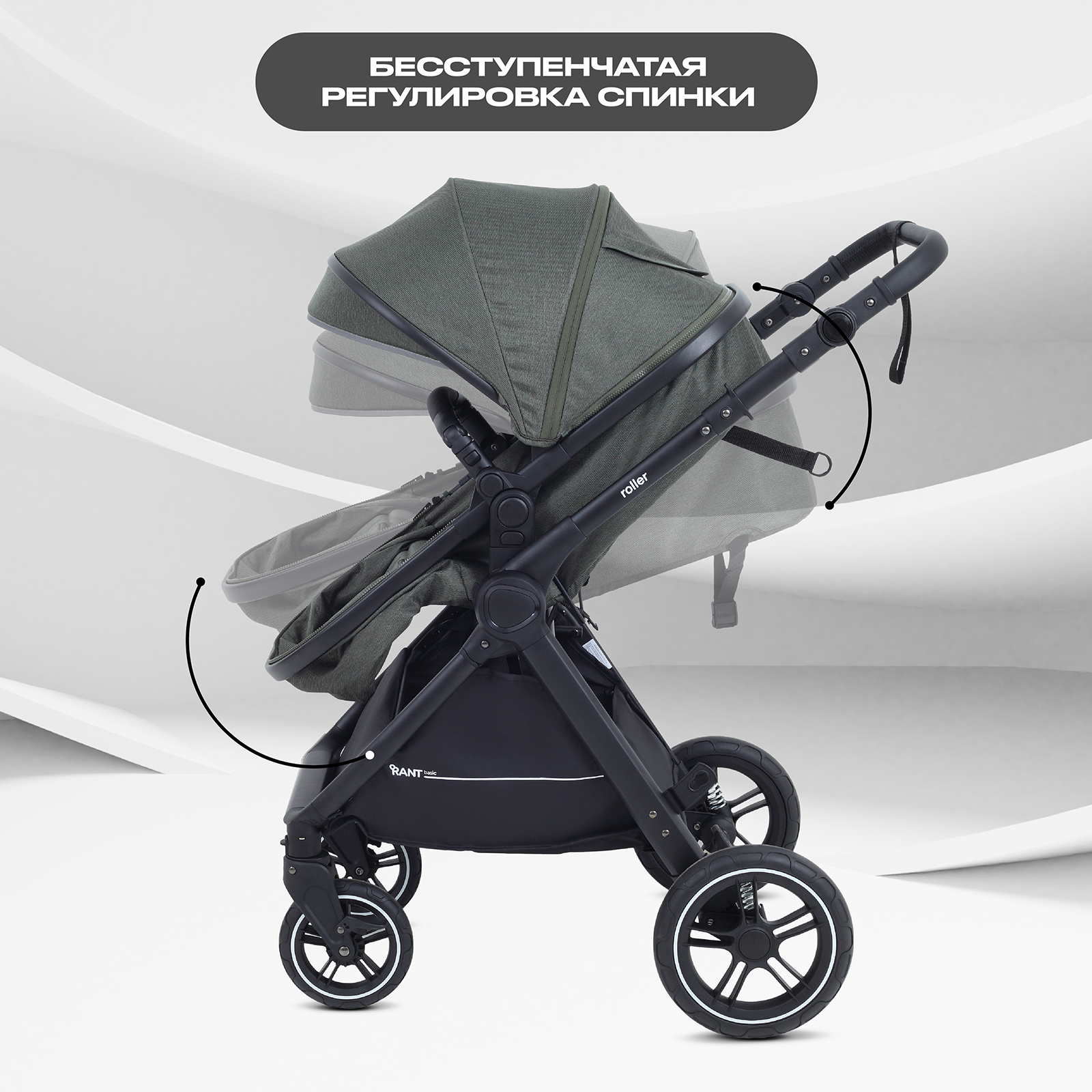 Коляска трансформер Rant Basic Roller 2в1, olive зеленый - фото 6
