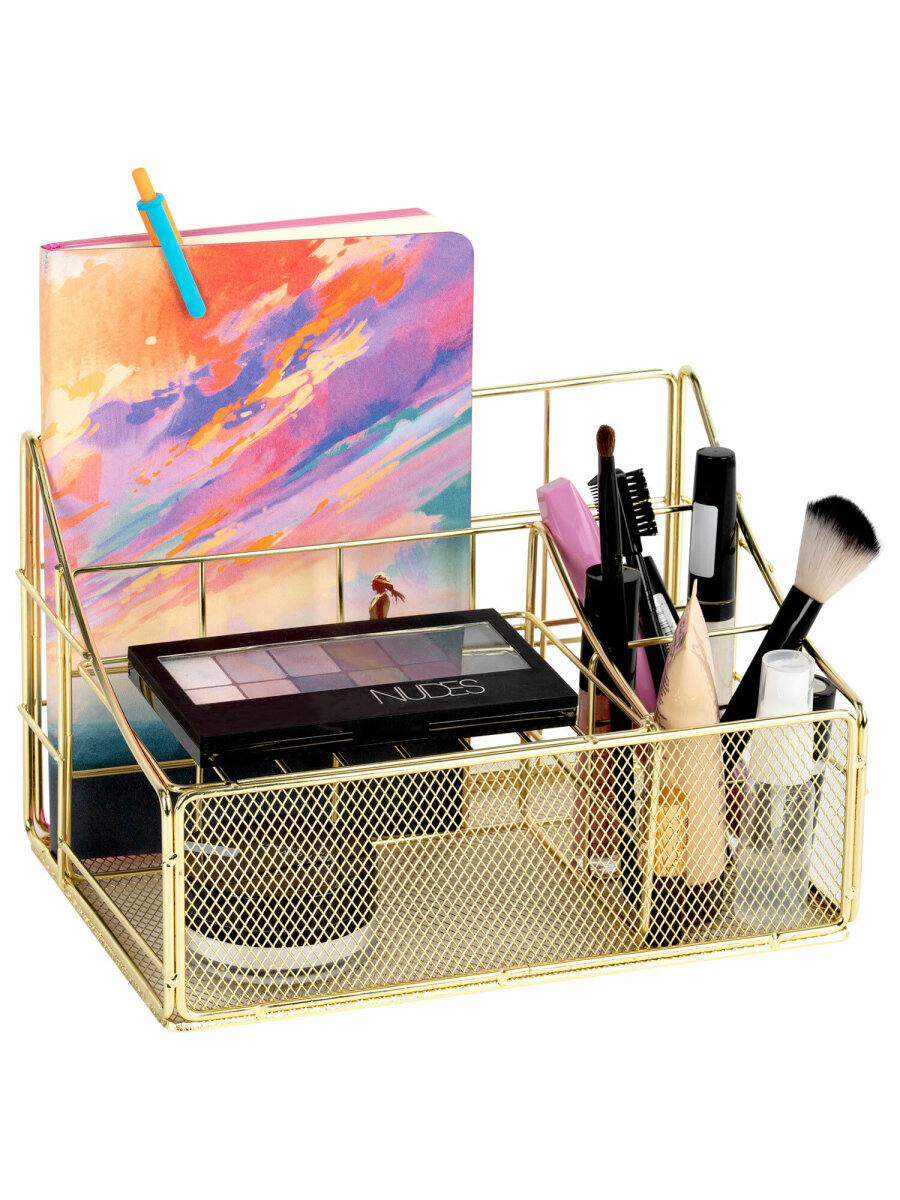 Органайзер для косметики и канцелярии MONTE VITA металлический настольный 4 секции - фото 5