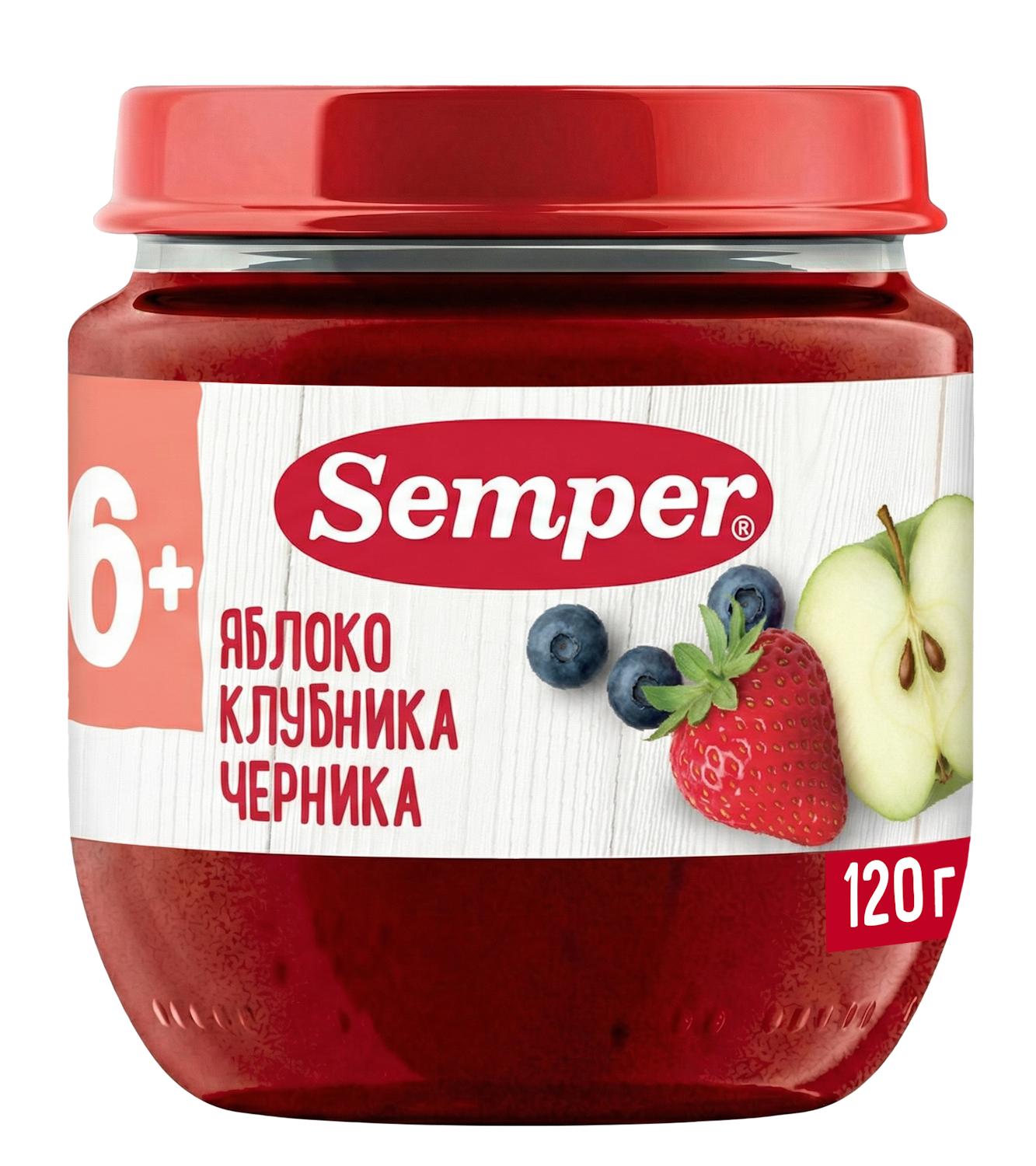 Пюре Semper Яблоко-клубника-черника с 6 мес 120 г - фото 2