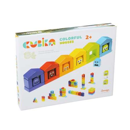 Конструктор Cubika Цветные домики деревянный