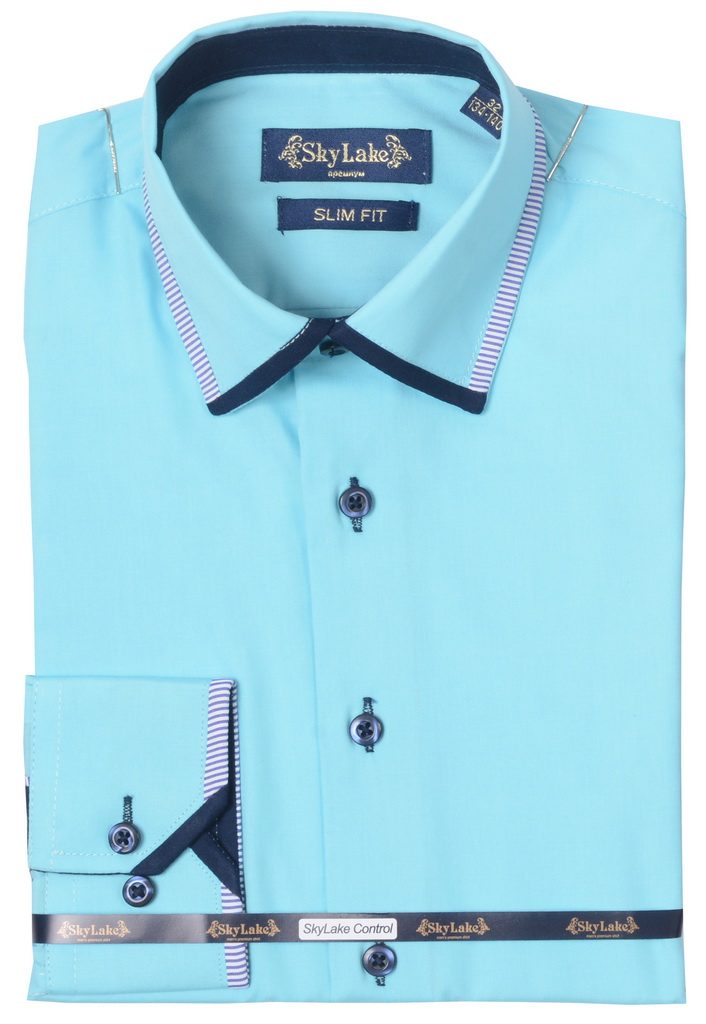 Рубашка Sky Lake 1201 PREMIUM SLIM FIT циан - фото 3
