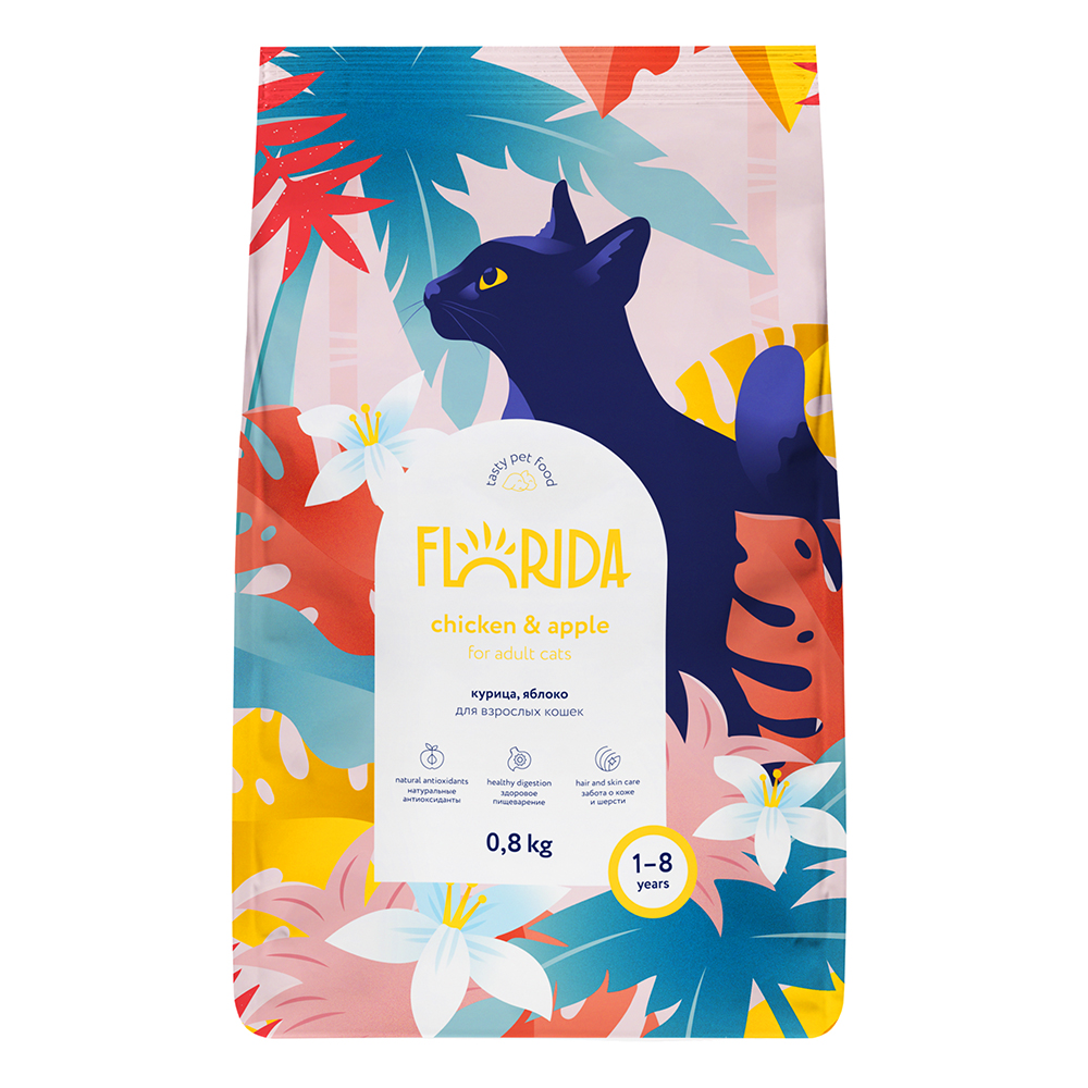 Корм для кошек Florida 800г курица-яблоко - фото 1