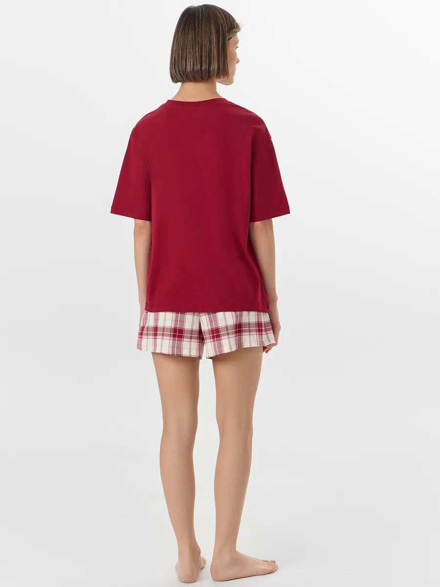 Пижама Mark Formelle (Марк Формэль) 592591/бордо +молочно -бордовая клетка - фото 3