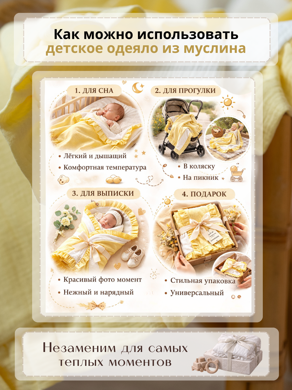 Плед Укрой Уютом муслин 110 x 125 см - фото 5