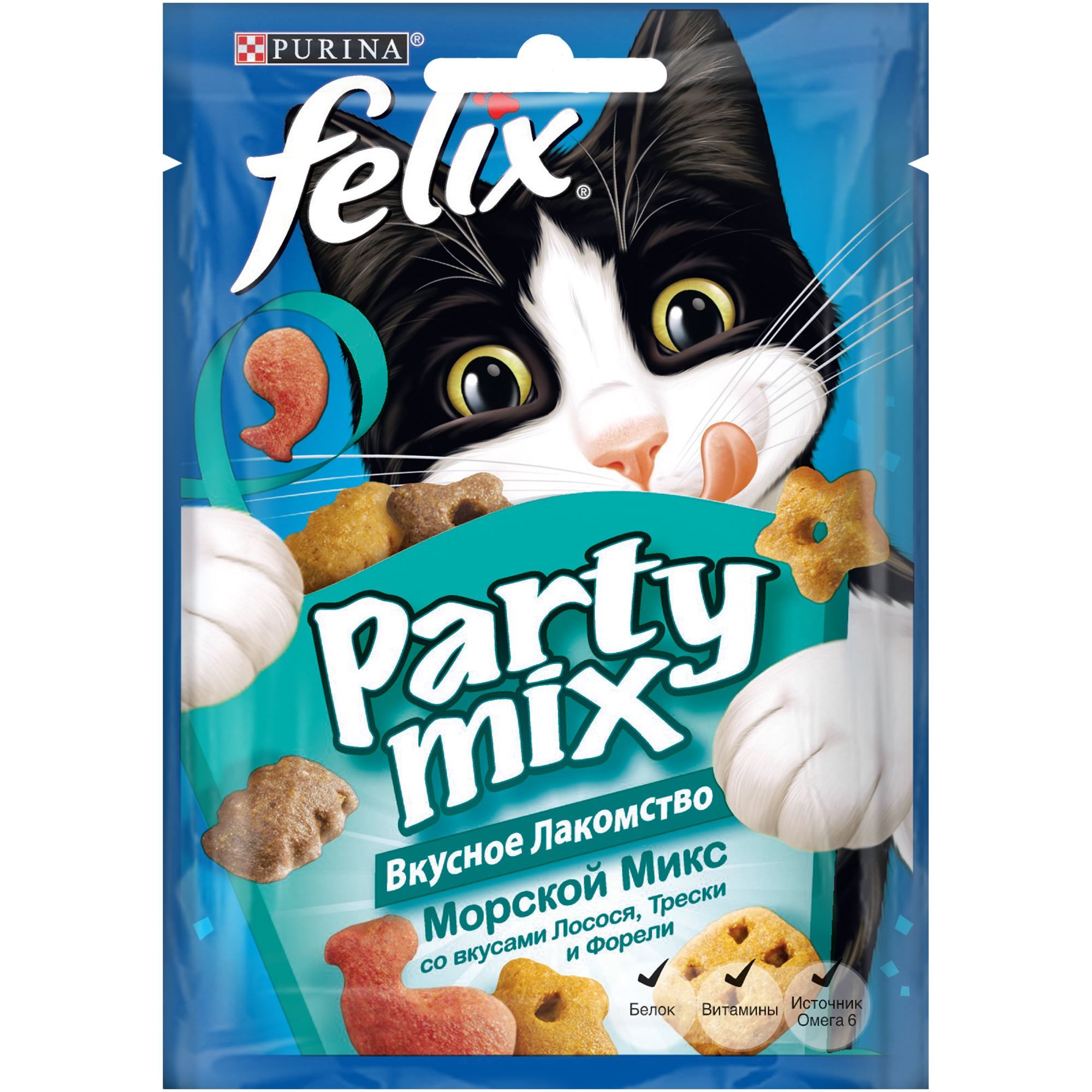Корм для кошек Felix Party mix морской микс со вкусами трески и лосося пауч 20г - фото 1