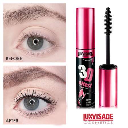 Тушь для ресниц Luxvisage 3D EFFECT Объем Длина Ультрачерная 10 г
