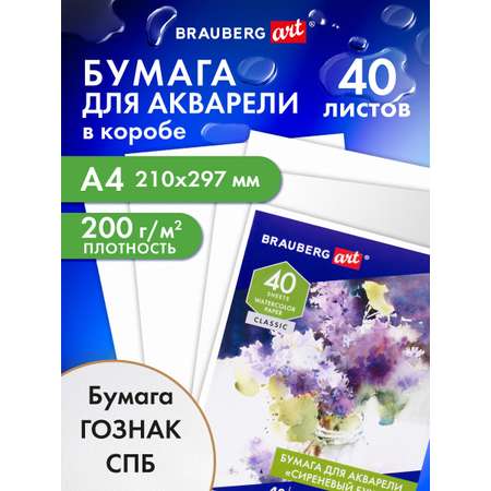 Художественная бумага Brauberg для акварели 40 лист.
