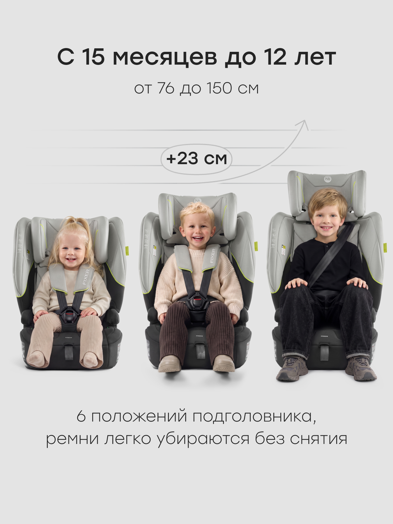 Автокресло Happy Baby Fixer Isofix 1/2/3 (9-36 кг) серый - фото 3