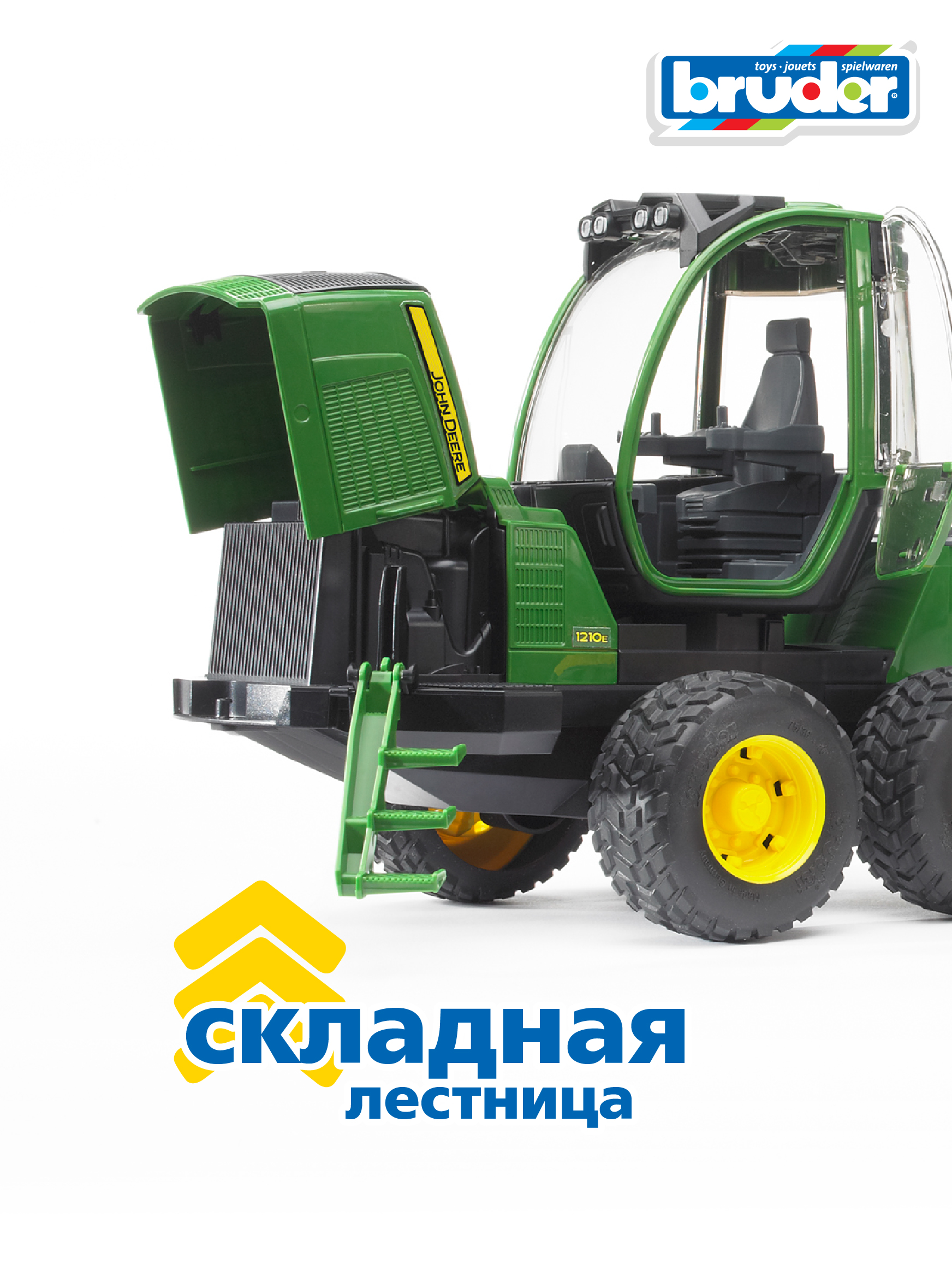 Трактор Bruder John Deere И прицеп, манипулятор, брёвна 02-133 - фото 5