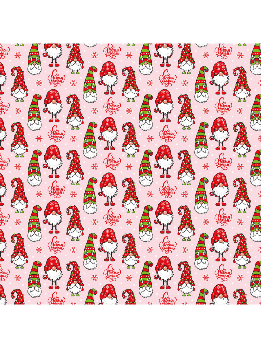 Упаковочная бумага Золотая сказка для новогодних подарков в рулоне 70 см х 10 м Гномики - фото 6