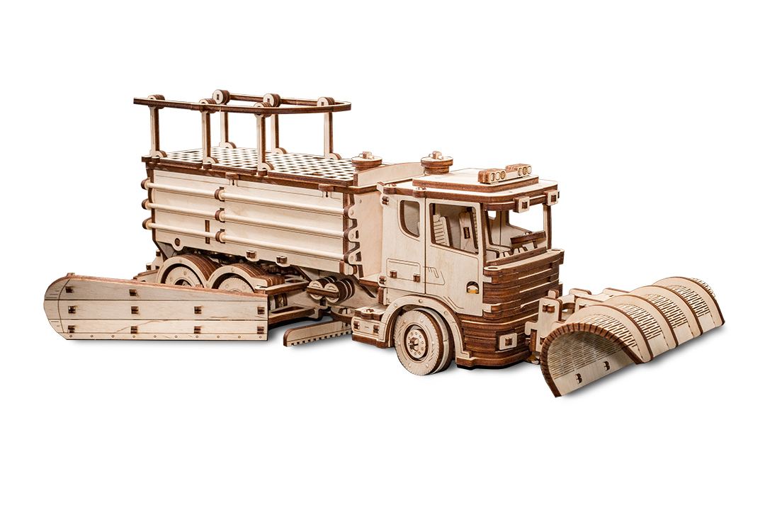 Конструктор Eco Wood Art Снегоуборочная машина деревянный 417 дет. - фото 7
