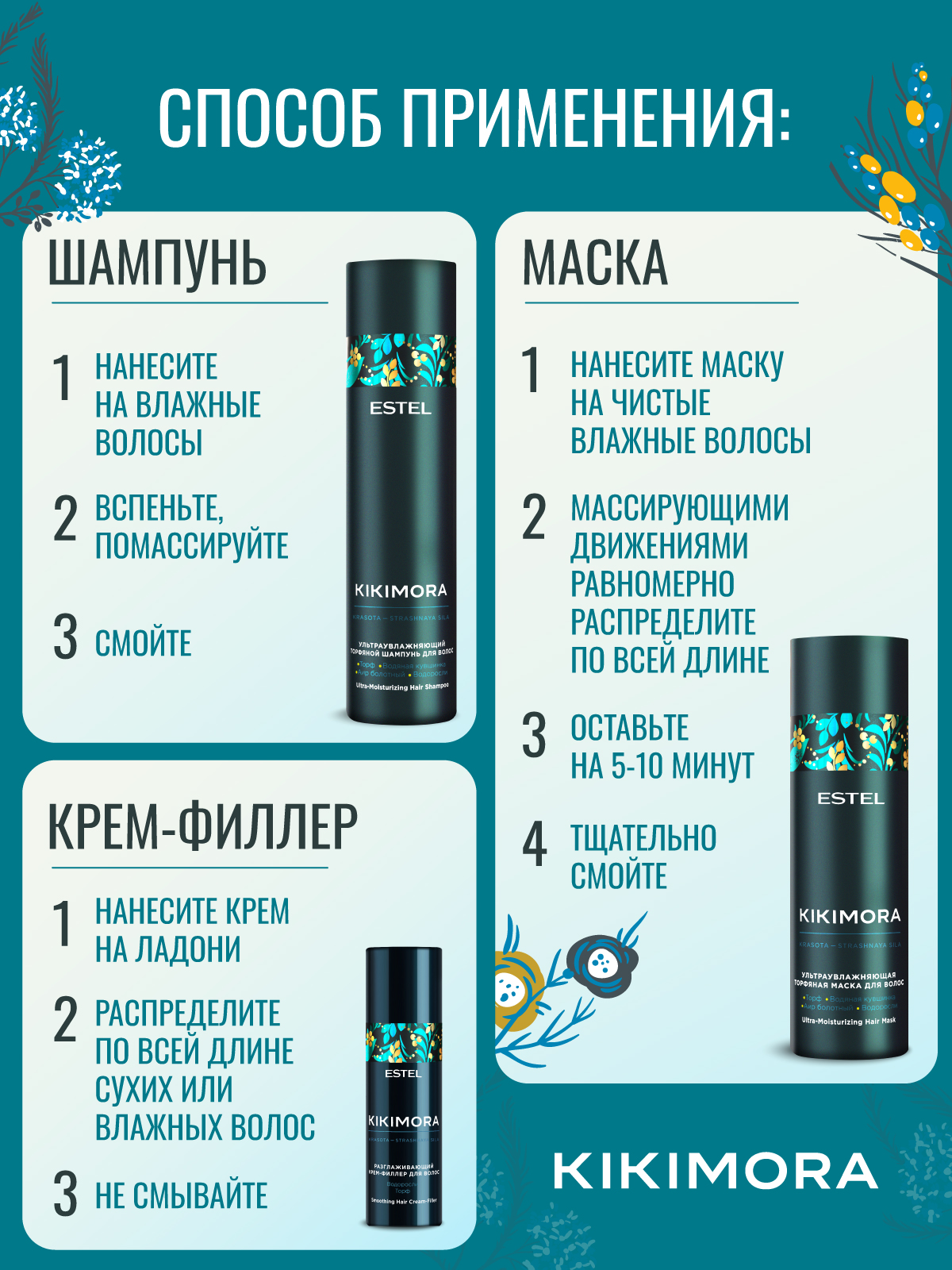 Набор средств ESTEL KIKIMORA для ухода за волосами 550 мл - фото 7