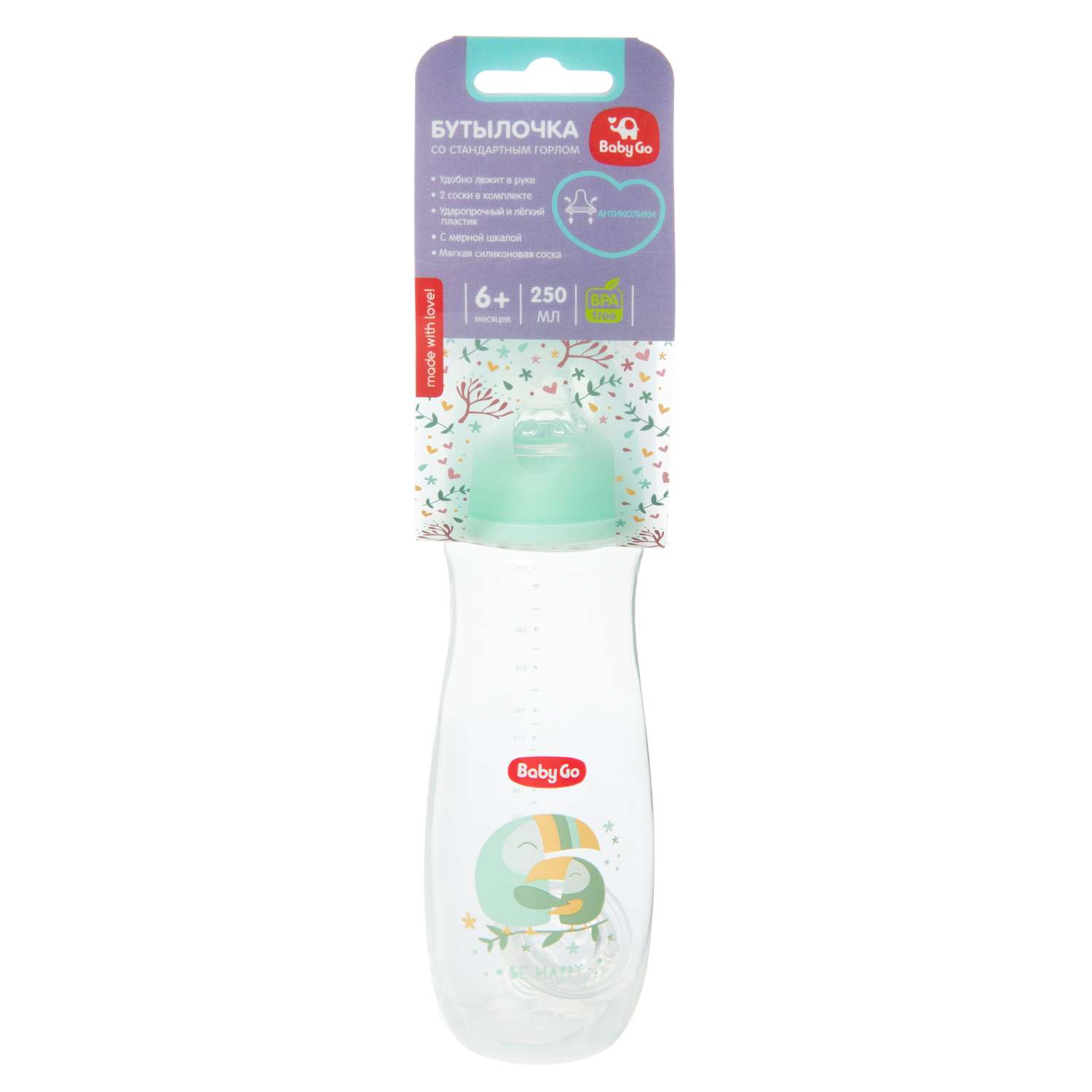 Бутылочка BabyGo 250 мл 1 шт. - фото 2