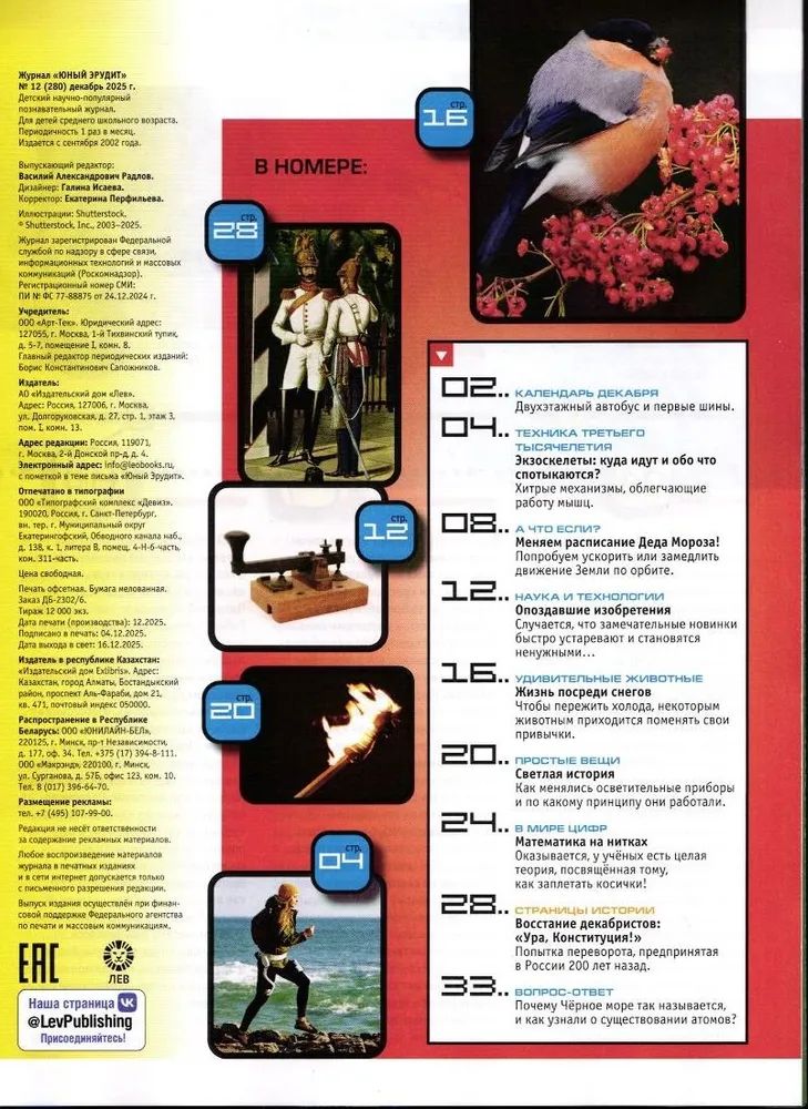 Набор детских журналов ИД Лев Юный Эрудит №10+№11+№12 2025 - фото 6