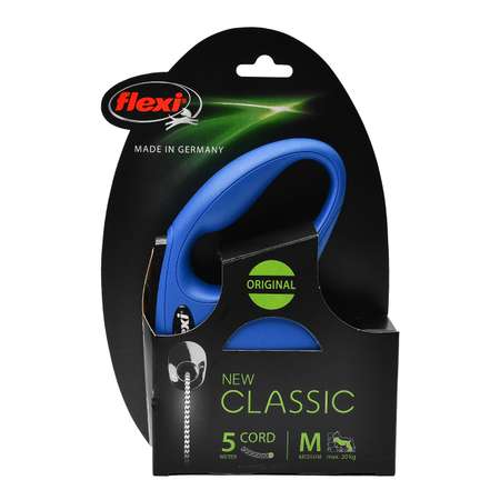 Рулетка Flexi New Classic М трос 5 м до 20 кг Синяя