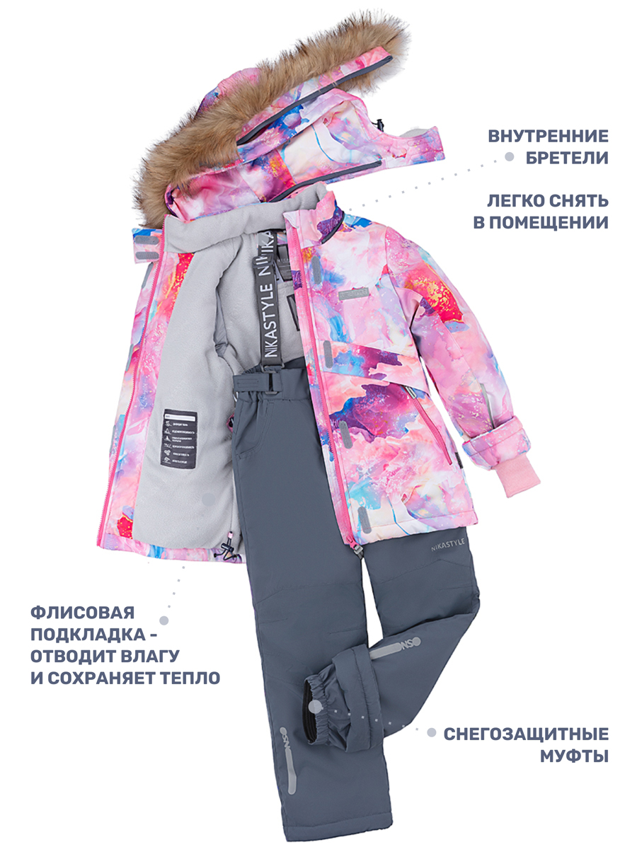 Куртка и полукомбинезон NIKASTYLE 7з1424 розовый/серый - фото 10