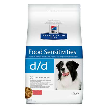 Корм для собак HILLS 2кг Prescription Diet d/d Food Sensitivities для кожи и пищевой аллергии лосось с рисом сухой