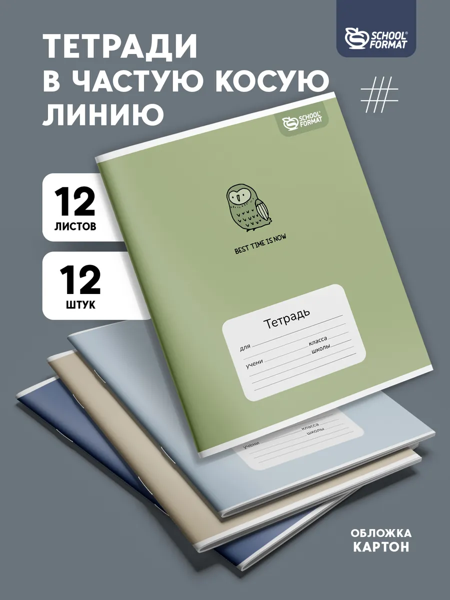 Тетрадь SCHOOLFORMAT косая линейка 12 шт. - фото 1