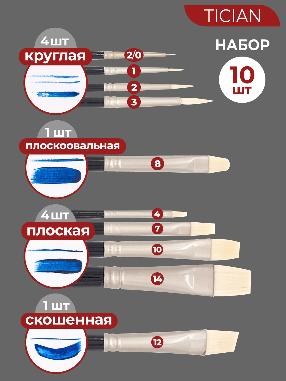 Кисть Малевичъ 10 шт. - фото 2