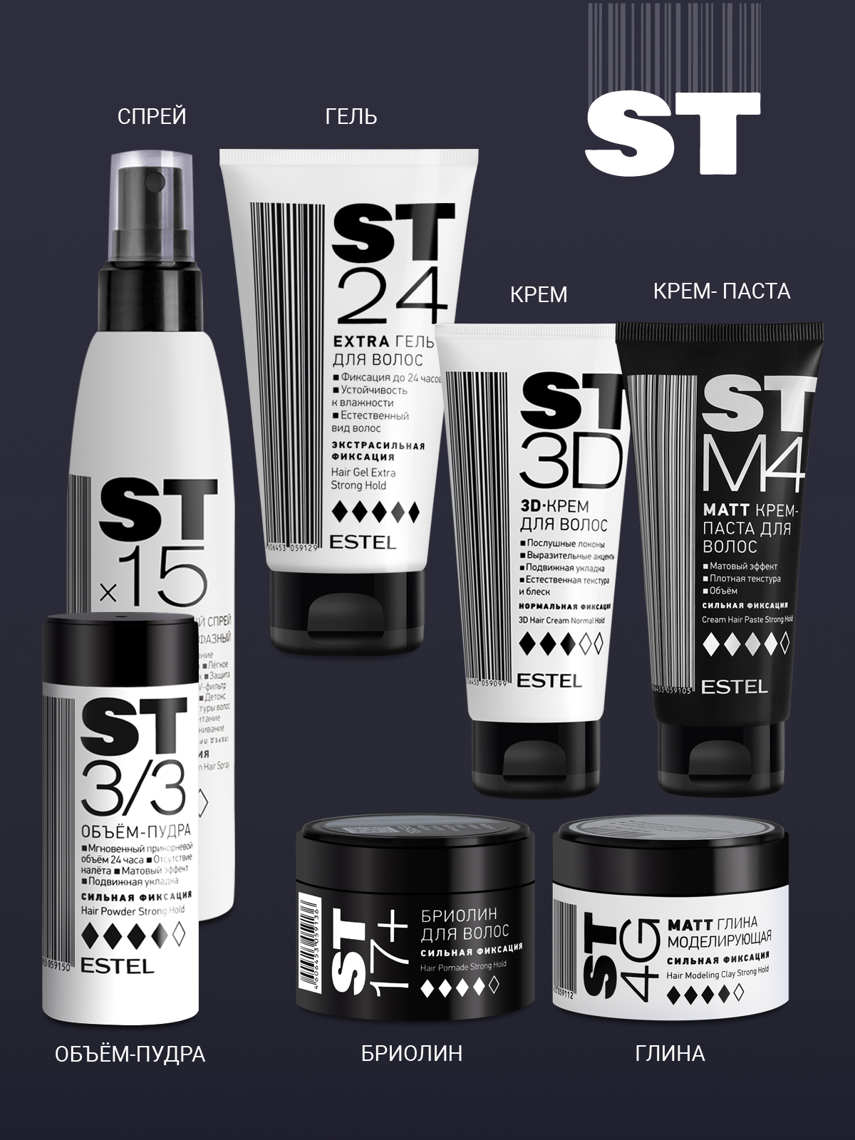 Глина для укладки волос ESTEL ST сильной фиксации моделирующая 4G 65 мл - фото 7