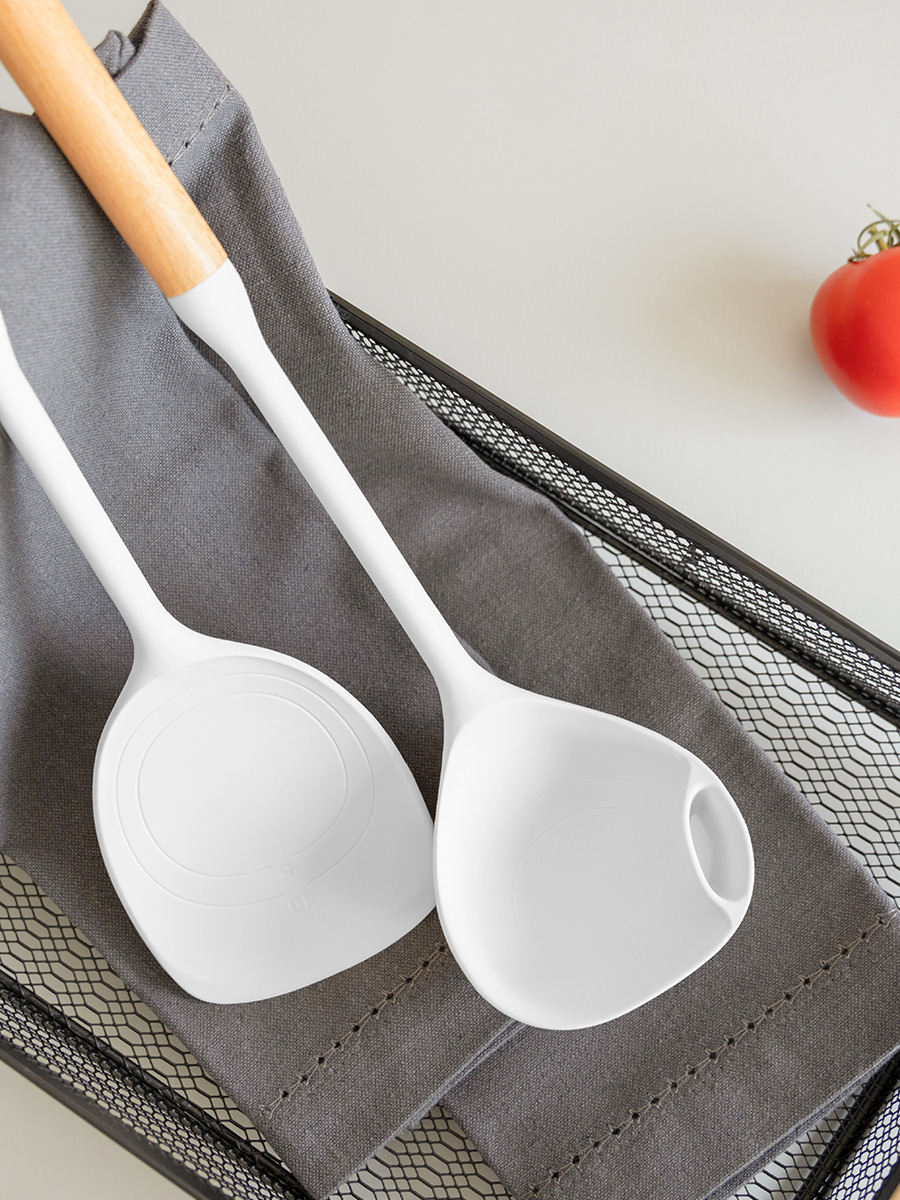 Набор кухонных принадлежностей DeNASTIA Силвуд (половник и лопатка) светло-серый A000345 - фото 5