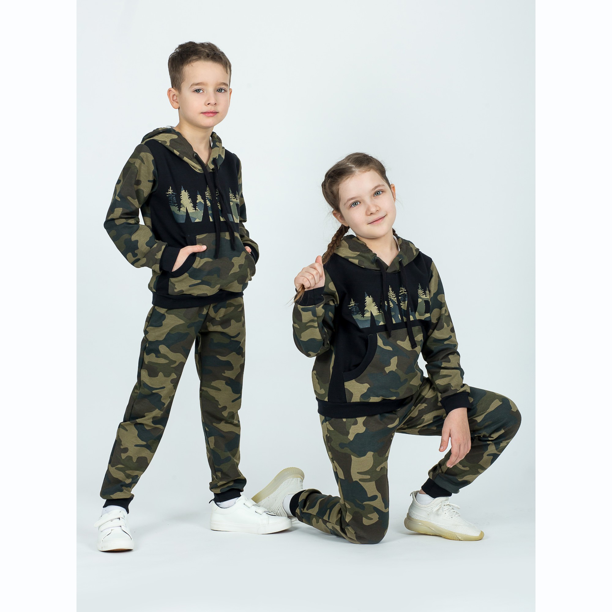 Костюм спортивный KiMMi co К-1408747 хаки черный лес - фото 5