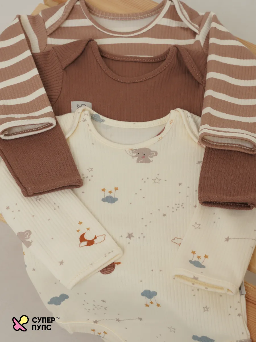 Боди 3 шт Супер Пупс нбр/3пр/бд/sk20/полоска/сон - фото 24