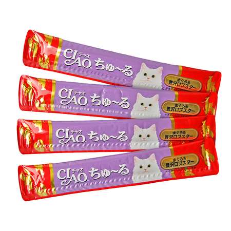 Лакомство для кошек INABA Ciao Churu тунец магуро с королевским лобстером пюре 14г*4