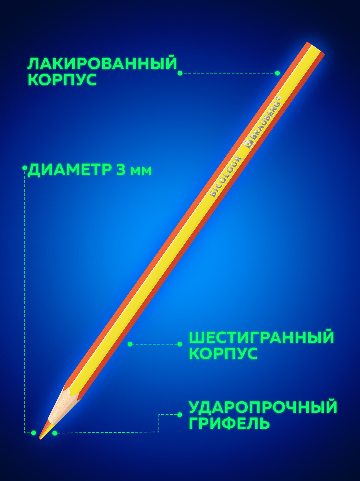 Карандаши цветные Brauberg 24 шт. - фото 5