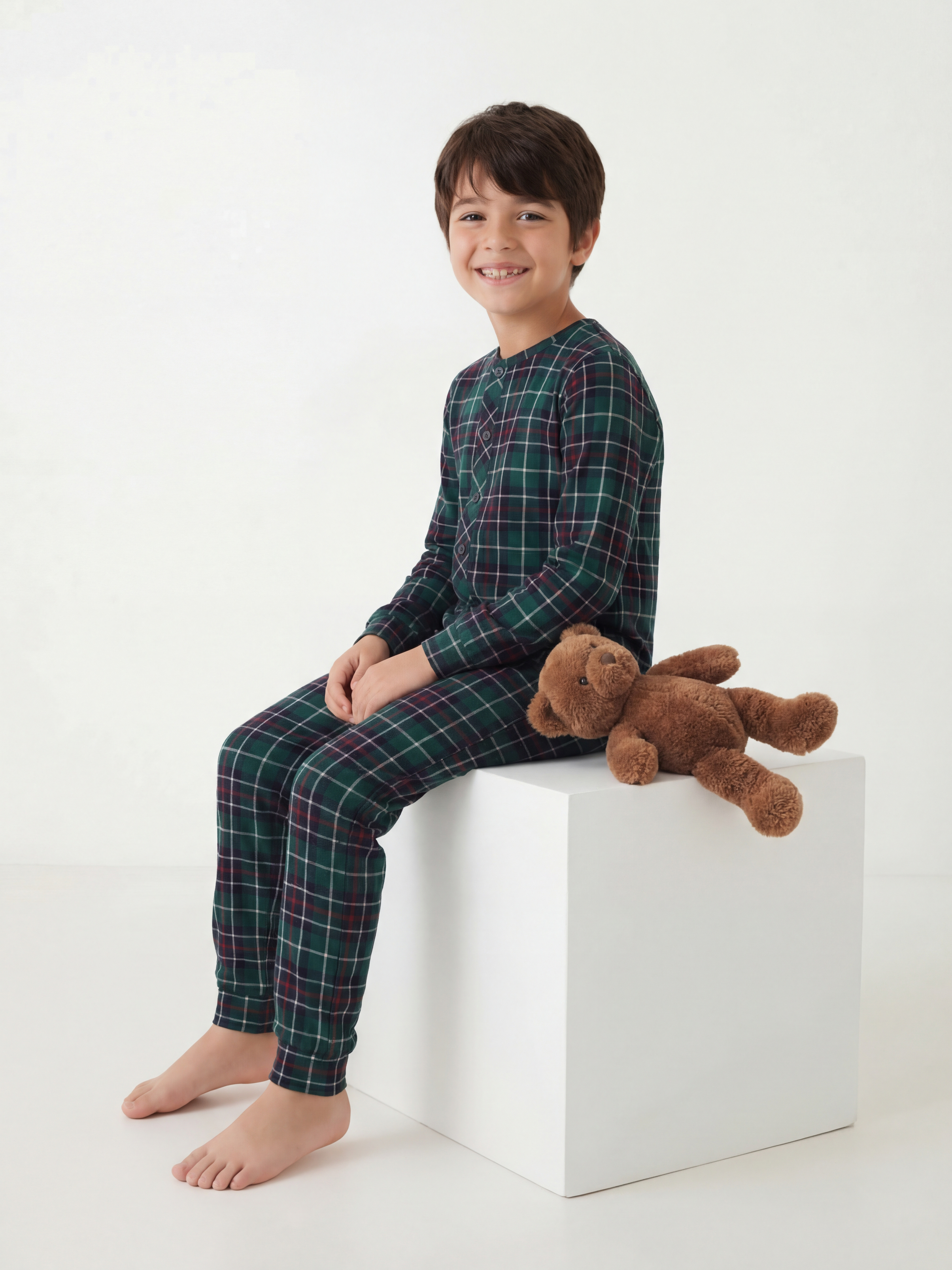 Пижама Веселый малыш 153/17/Клетка зел - фото 2