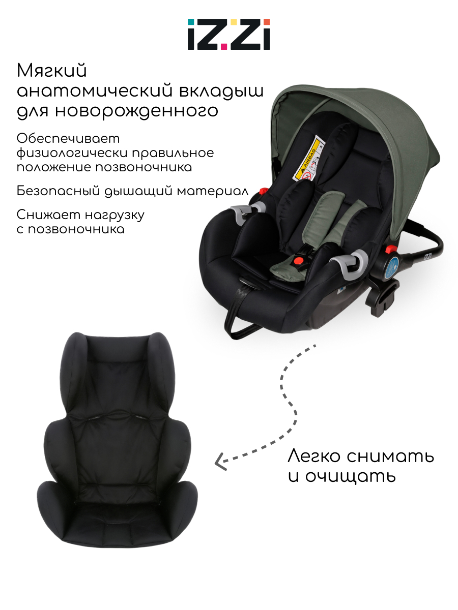Автокресло iZZi Автолюлька 0 (0 -13 кг) бежевый - фото 7