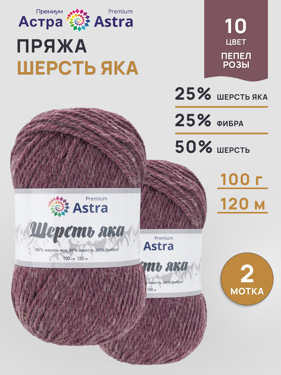Пряжа для вязания Astra Premium Шерсть яка 100 г 120 м 2 шт - фото 1