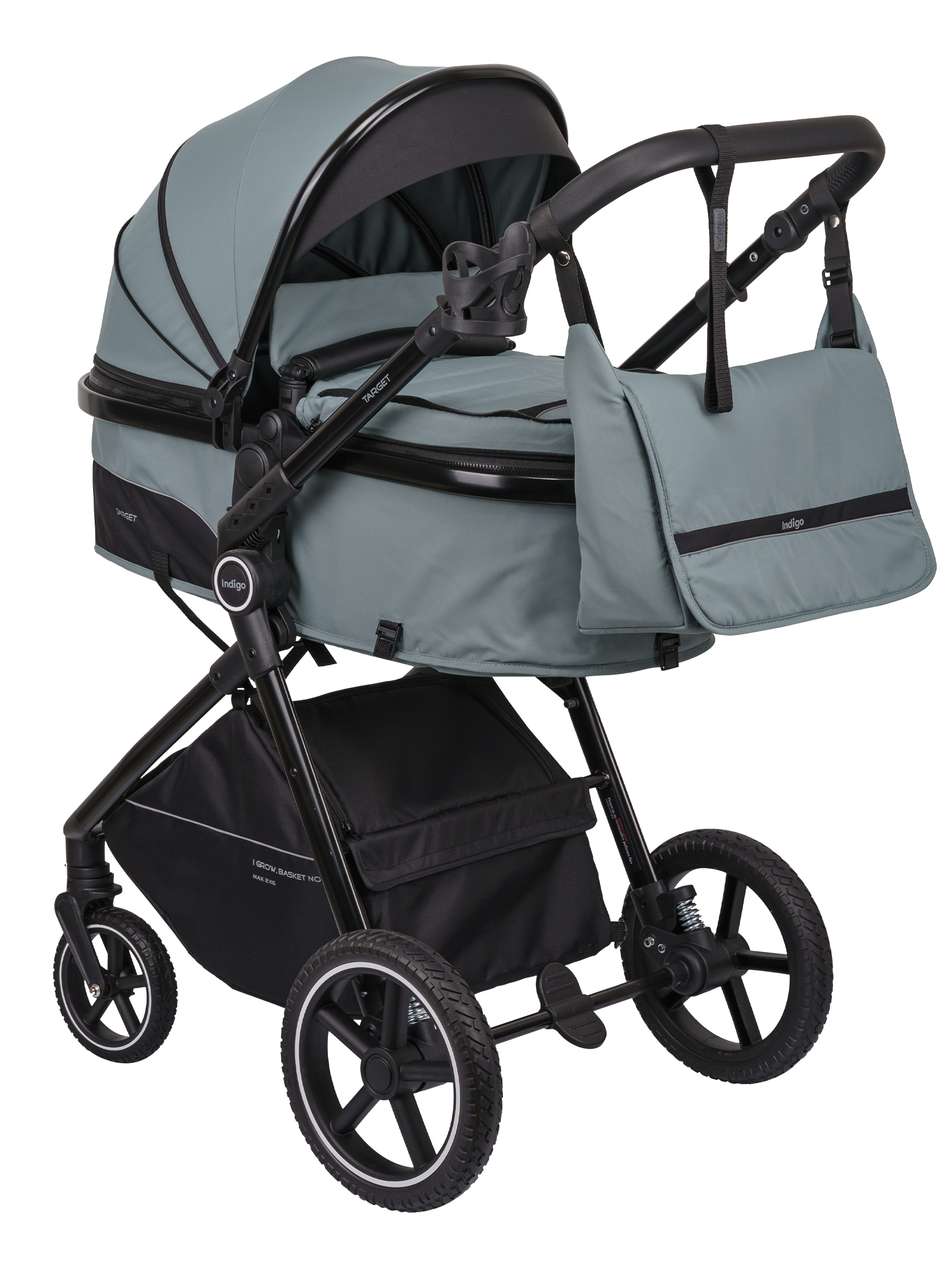 Коляска трансформер Indigo TARGET 3в1 зеленый - фото 15