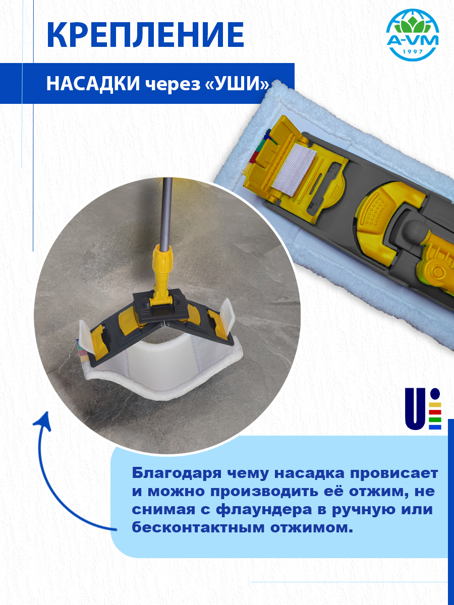 Сменная насадка для швабры A-VM МОП микрофибра 40х13 см - фото 4