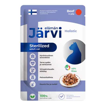 Корм для кошек Jarvi для стерилизованных кошек кусочки в желе говядина 85г пауч