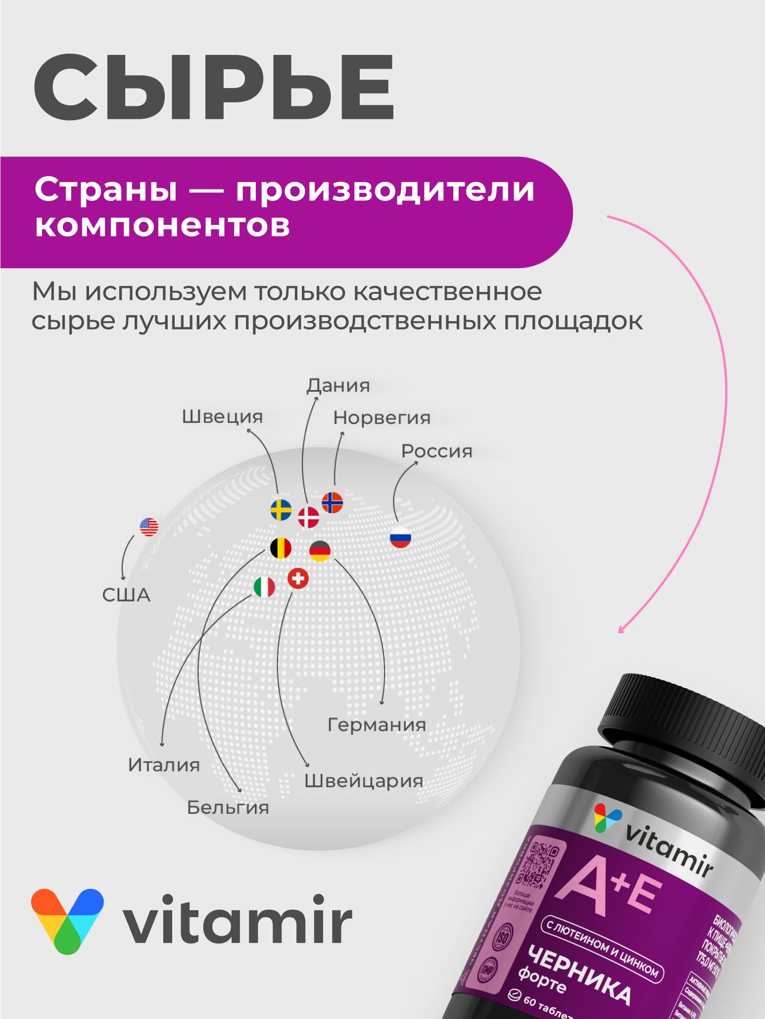 Витамины для глаз (витамины А и Е) VITAMIR Черника форте для зрения, 60 таблеток - фото 8