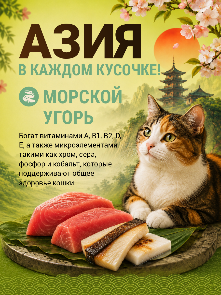 Корм для кошек влажный Prime ASIA Тунец с морским угрём в желе жб 85г 12 шт. - фото 4