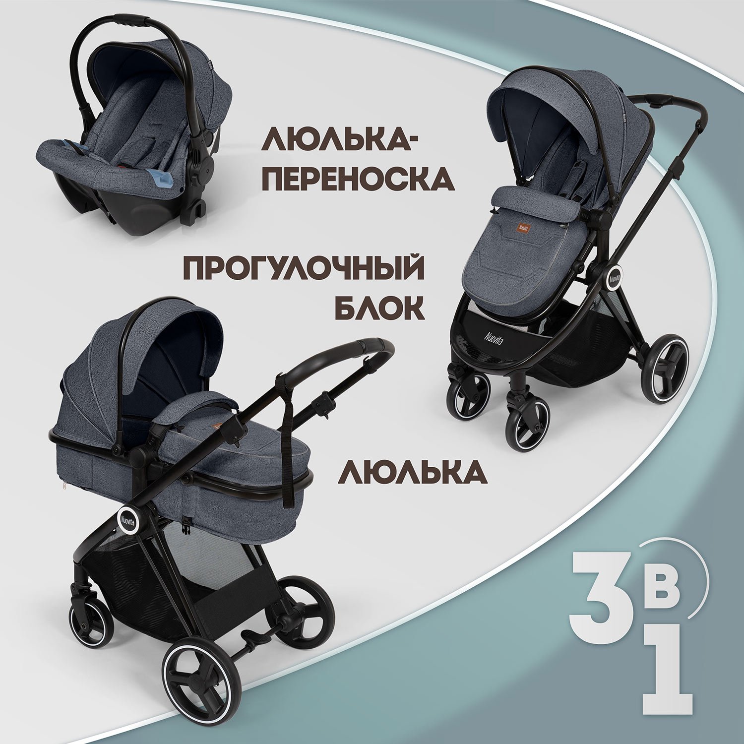 Коляска 3в1 Nuovita Luno 3 в 1 - фото 1