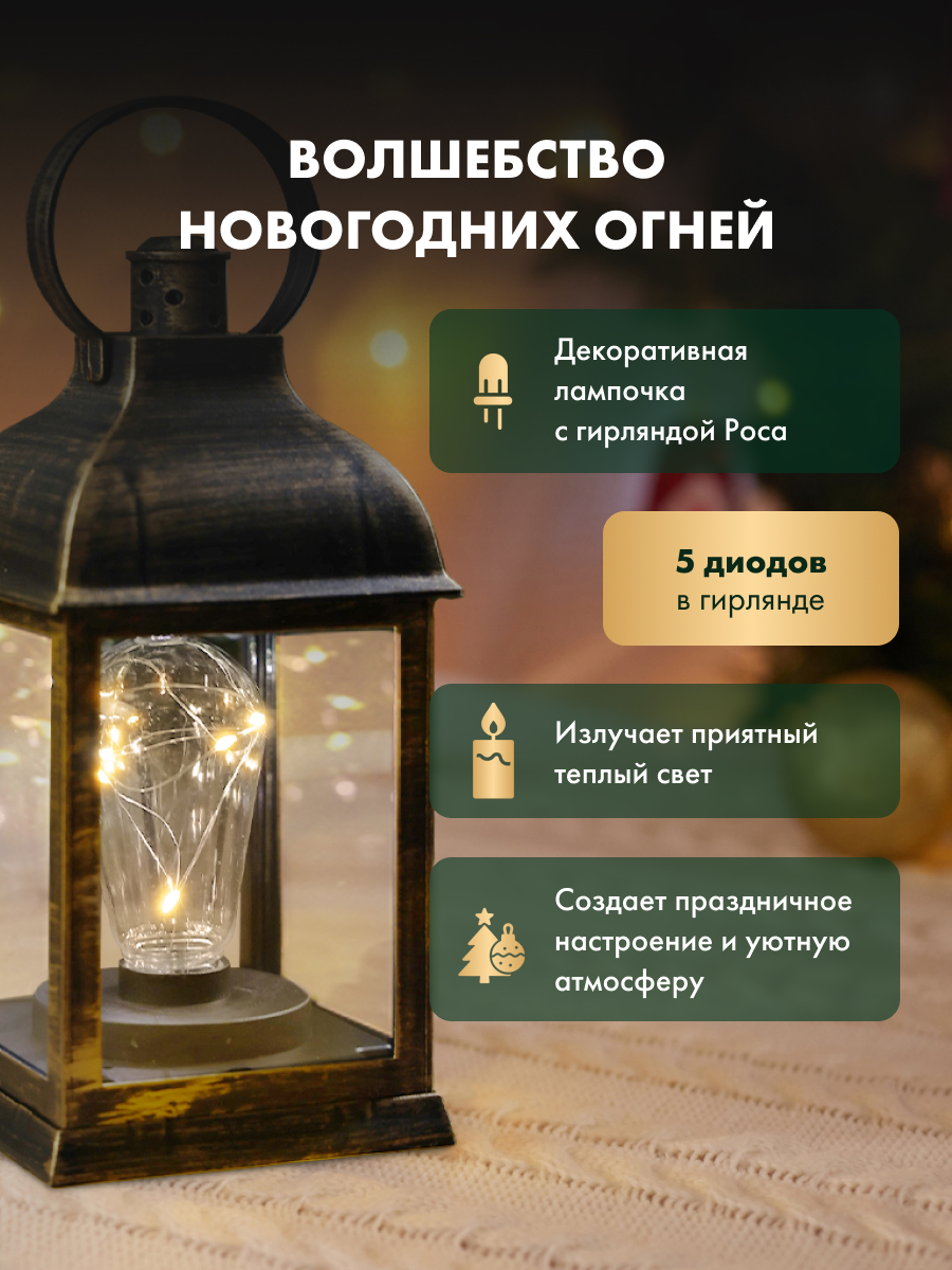 Фонарь-светильник NEON-NIGHT декоративный светодиодный с лампочкой и подвесом - фото 3