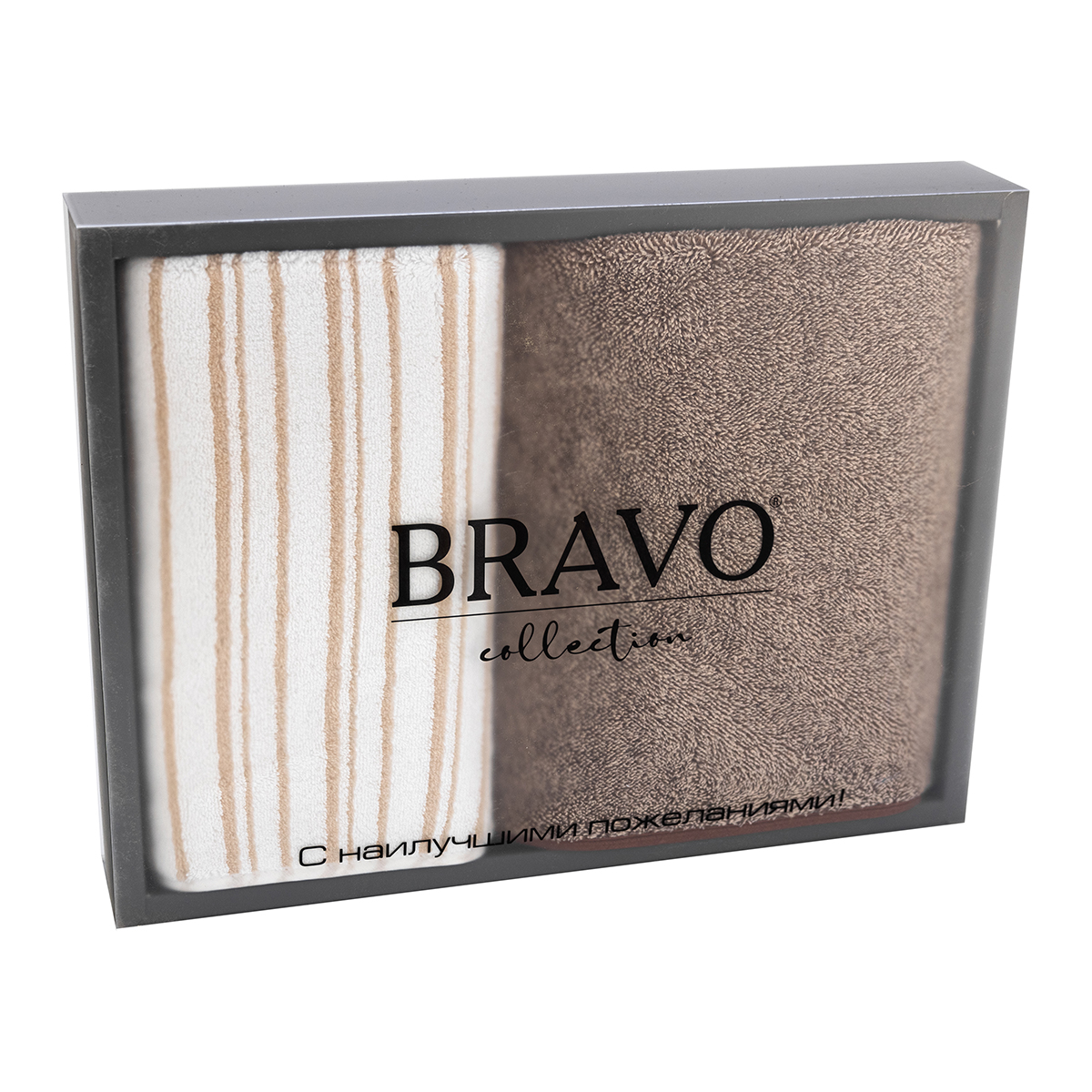 Полотенце BRAVO Лайн 35*75 + 50*100 бежевый 2 шт. - фото 3