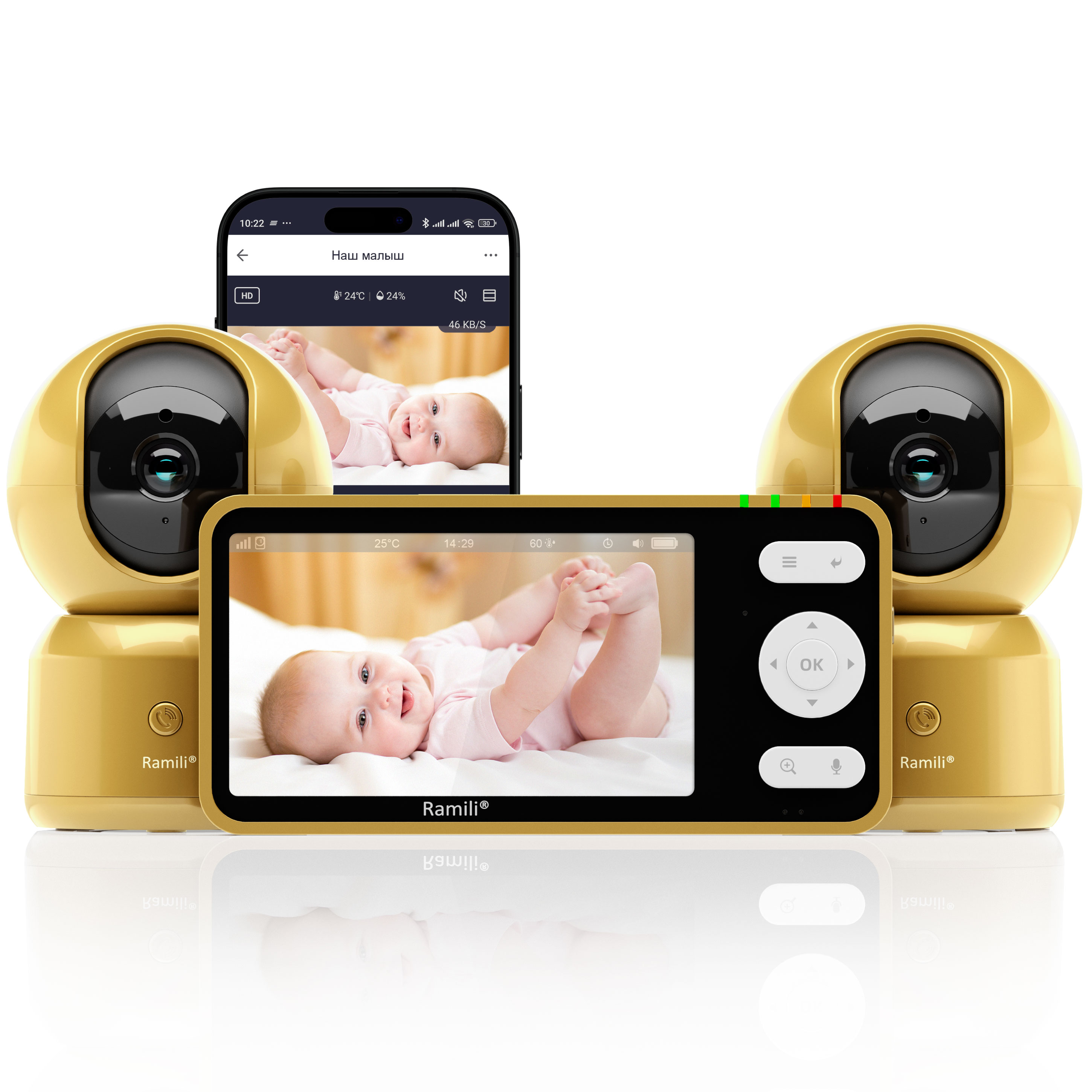 Видеоняня Ramili RV1500X2GOLD две камеры - фото 6