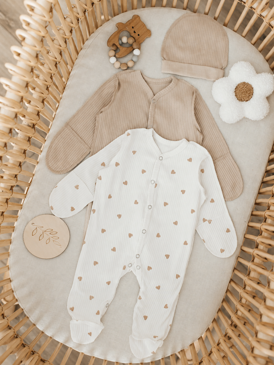 Комбинезон 2 шт Moya ta slip2_heart_beige - фото 1