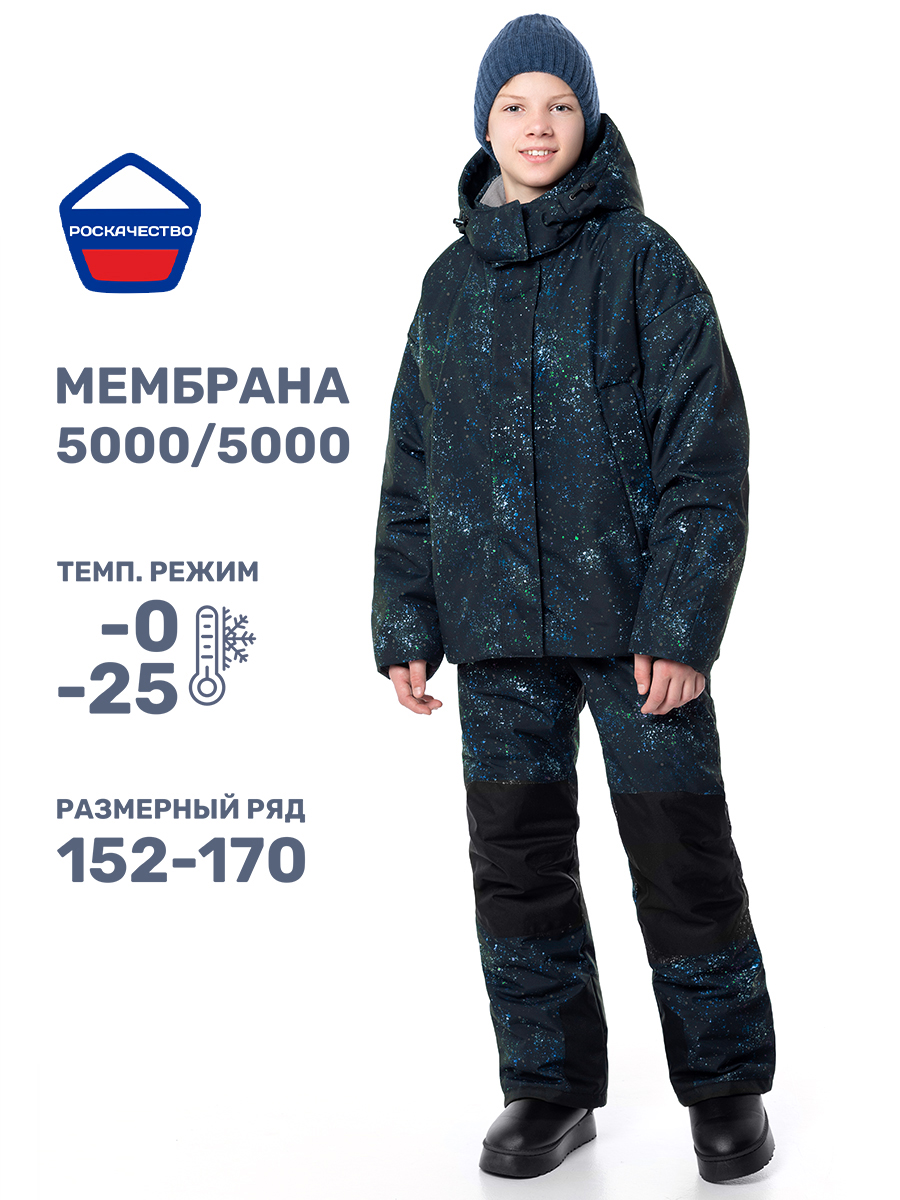 Куртка и полукомбинезон NIKASTYLE 7з6324 черный/бирюза - фото 2
