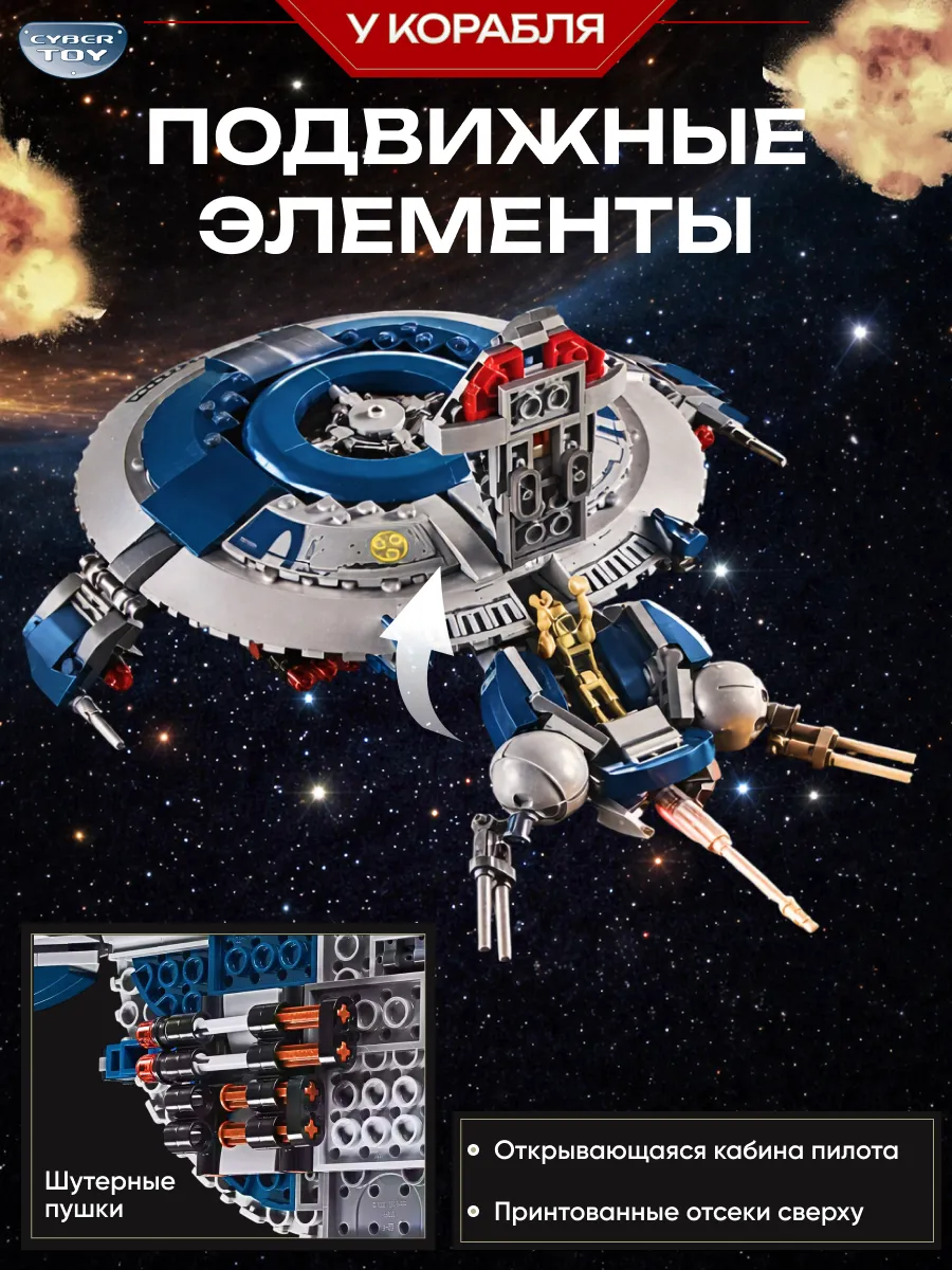 Конструктор CyberToy Истребитель Star Wars Дроид 399 дет. - фото 4